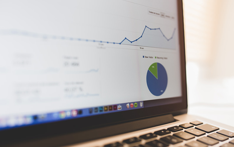 computer with data on screen